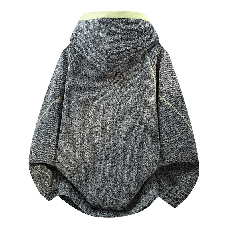 Damen Oversize-Struktur-Kapuzenjacke mit Kontrastfutter, durchgehendem Reißverschluss & Eingrifftaschen Drune