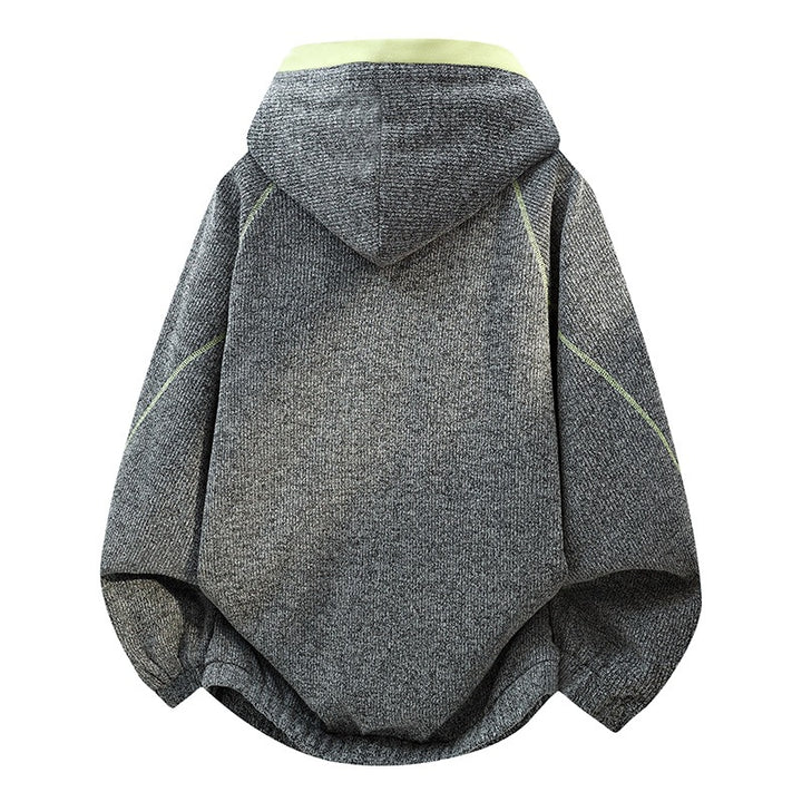 Damen Oversize-Struktur-Kapuzenjacke mit Kontrastfutter, durchgehendem Reißverschluss & Eingrifftaschen Drune