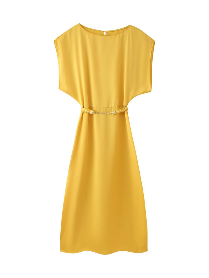 Damen lässiges Wickelkleid mit Gürtelakzenten Drune