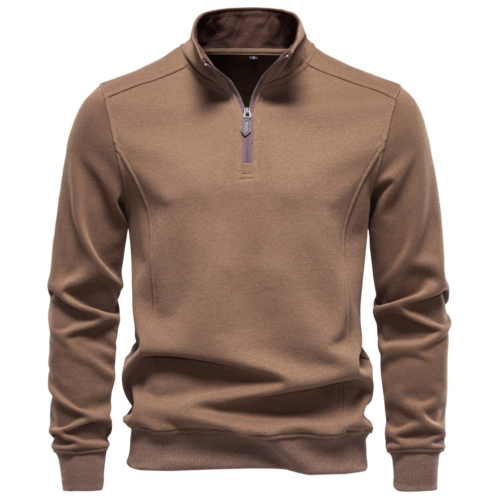 Herren Troyer-Pullover mit kurzem Reißverschluss und Stehkragen Drune