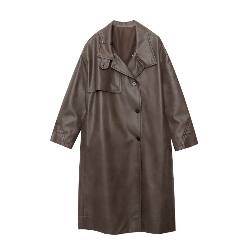 Damen eleganter Trenchcoat mit seitlichem Bindegürtel und stilvollem Kragen Drune