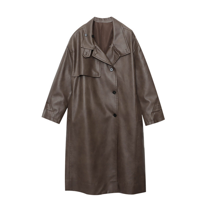 Damen eleganter Trenchcoat mit seitlichem Bindegürtel und stilvollem Kragen Drune