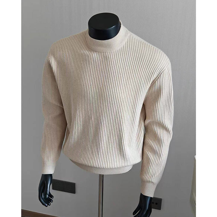 Herren Modischer Grobstrickpullover mit Stehkragen Drune