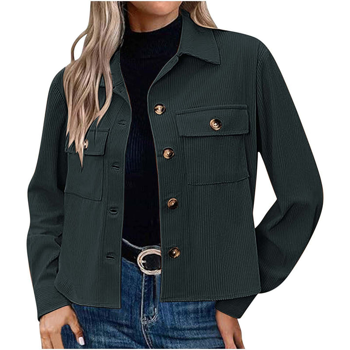 Damen lässige Utility-Jacke mit Knopfverschluss und praktischen Brusttaschen Drune
