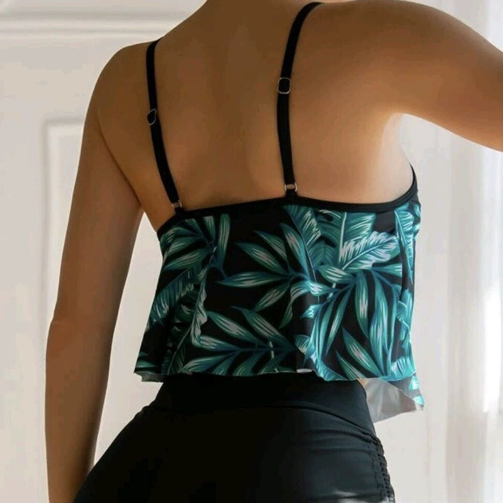 Damen Sportliches Tankini-Set mit Raffungen und verstellbaren Trägern Drune