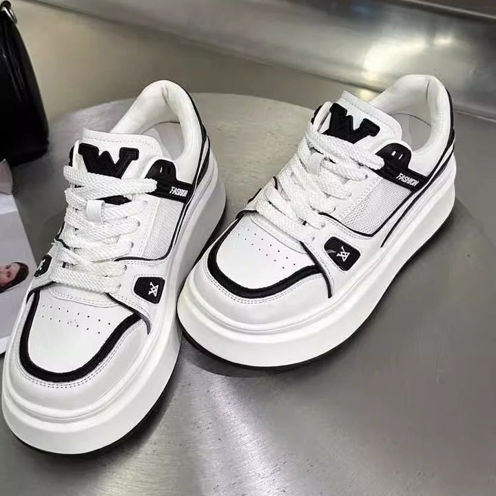 Damen sportive Sneakers mit doppelter Sohle und Kontrastnähten Drune