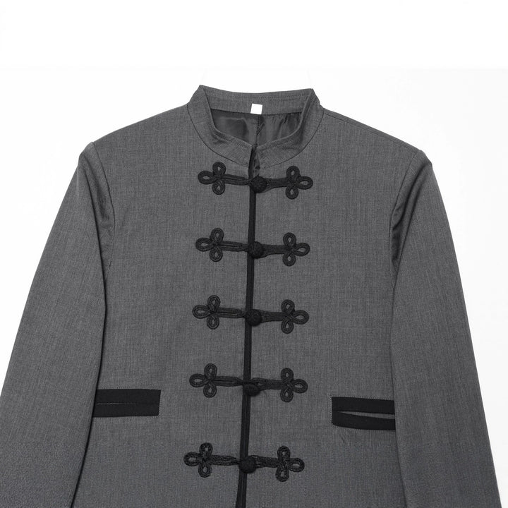 Damen nan taillierte Cropped-Jacke mit Mandarinkragen und dekorativen Froschverschlüssen Drune