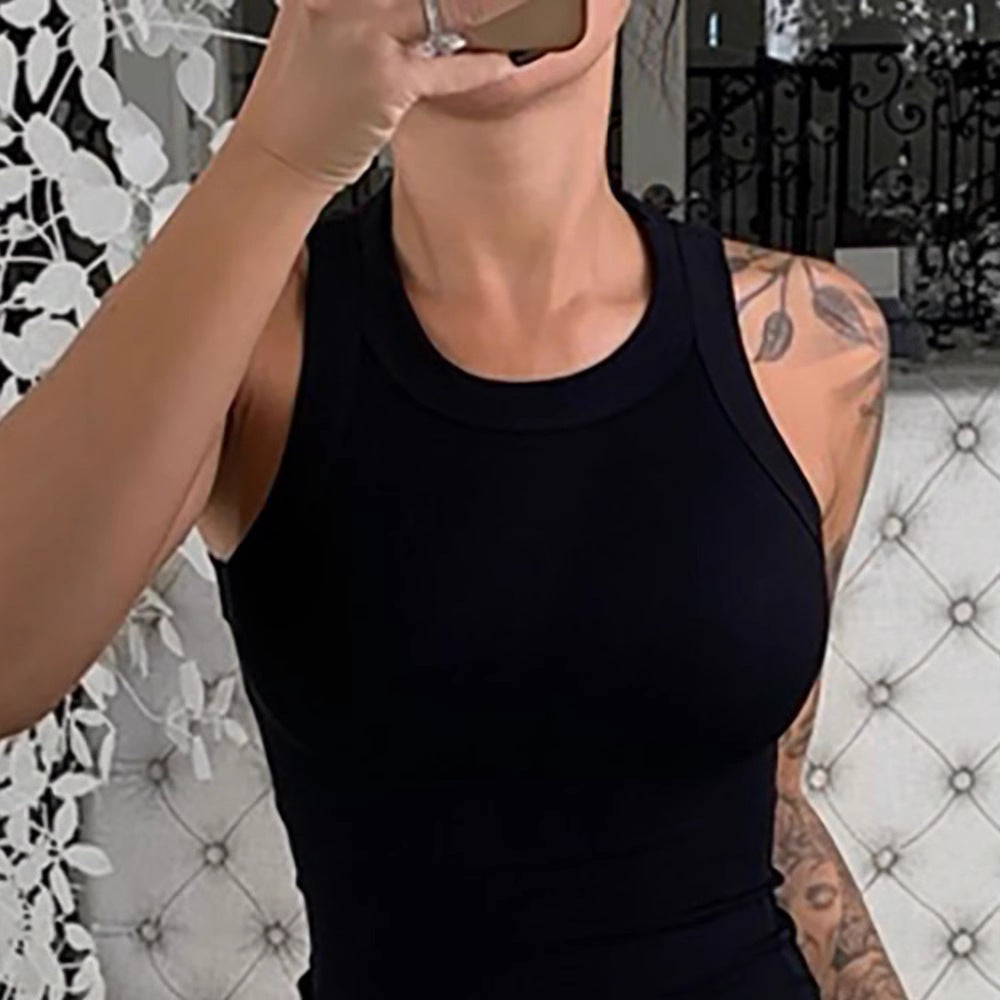 Damen ärmelloses Basic Top mit figurbetonendem Schnitt Drune