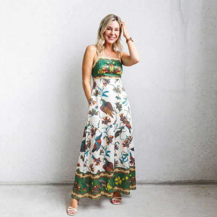 Damen Maxi-Kleid mit aufregendem Grafikdruck und verspieltem Design Drune