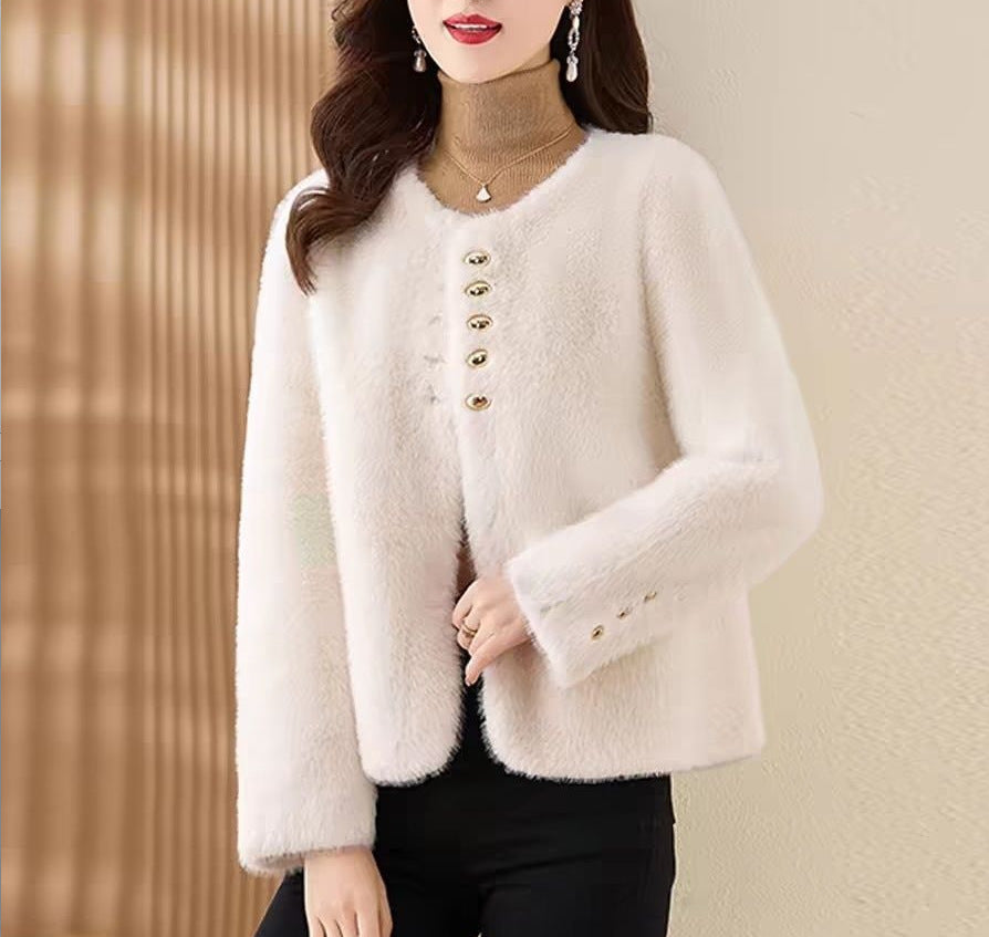 Damen Weiche Jacke mit goldenen Knopfdetails Drune