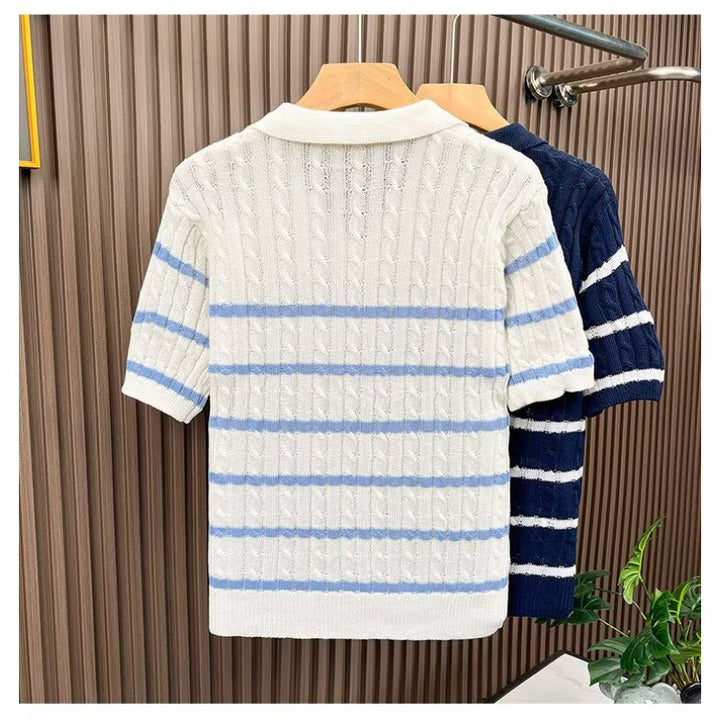 Herren Kurzarm-Pullover mit strukturierter Strickweise Drune