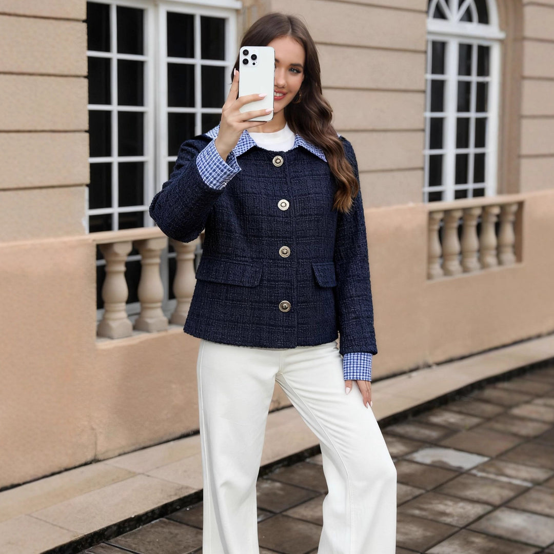 Damen Kurzjacke aus Bouclé mit integrierter Hemdkragen-Optik Drune