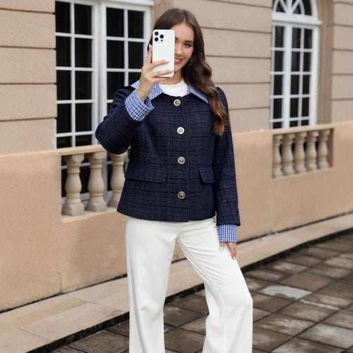Damen Kurzjacke aus Bouclé mit integrierter Hemdkragen-Optik Drune