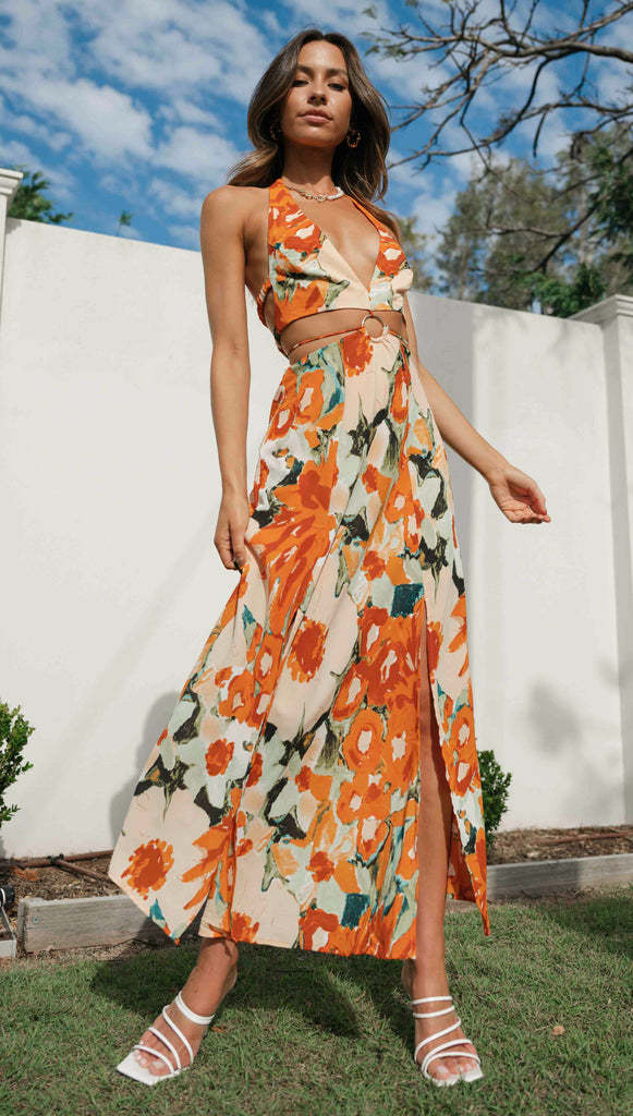 Damen Maxi-Kleid mit tiefem V-Ausschnitt und Raffung Drune