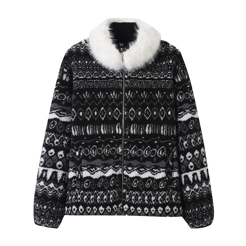 Damen modische Teddyjacke mit gefüttertem Kragen Drune
