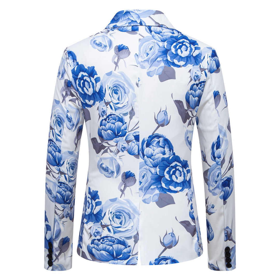 Herren Slim-Fit Sakko mit ganzflächigem Blumenprint und schmalem Revers Drune
