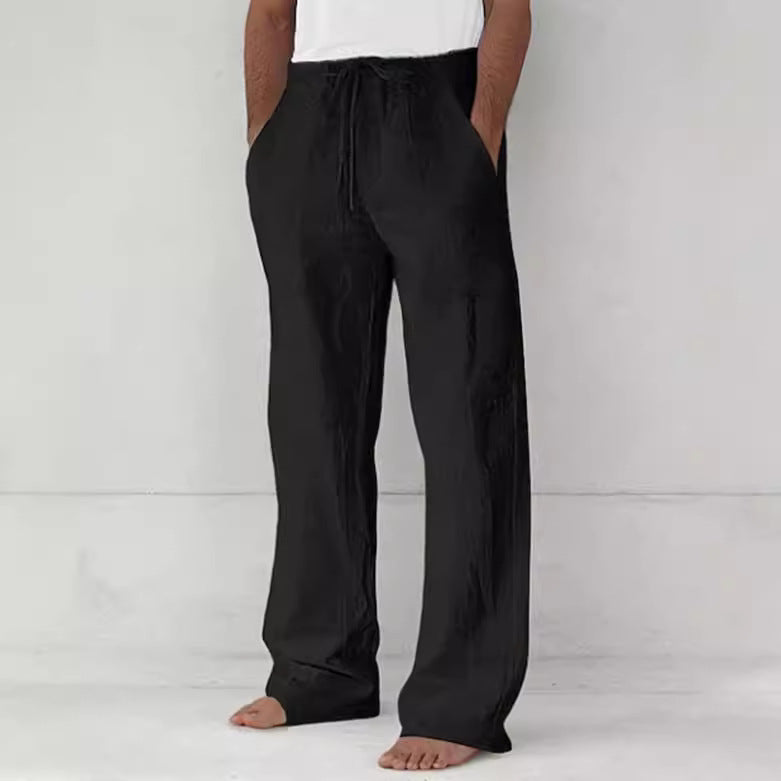 Herren leichte Relax-Chino aus Leinenmix mit weitem Bein, Kordelbund und seitlichen Eingrifftaschen Drune