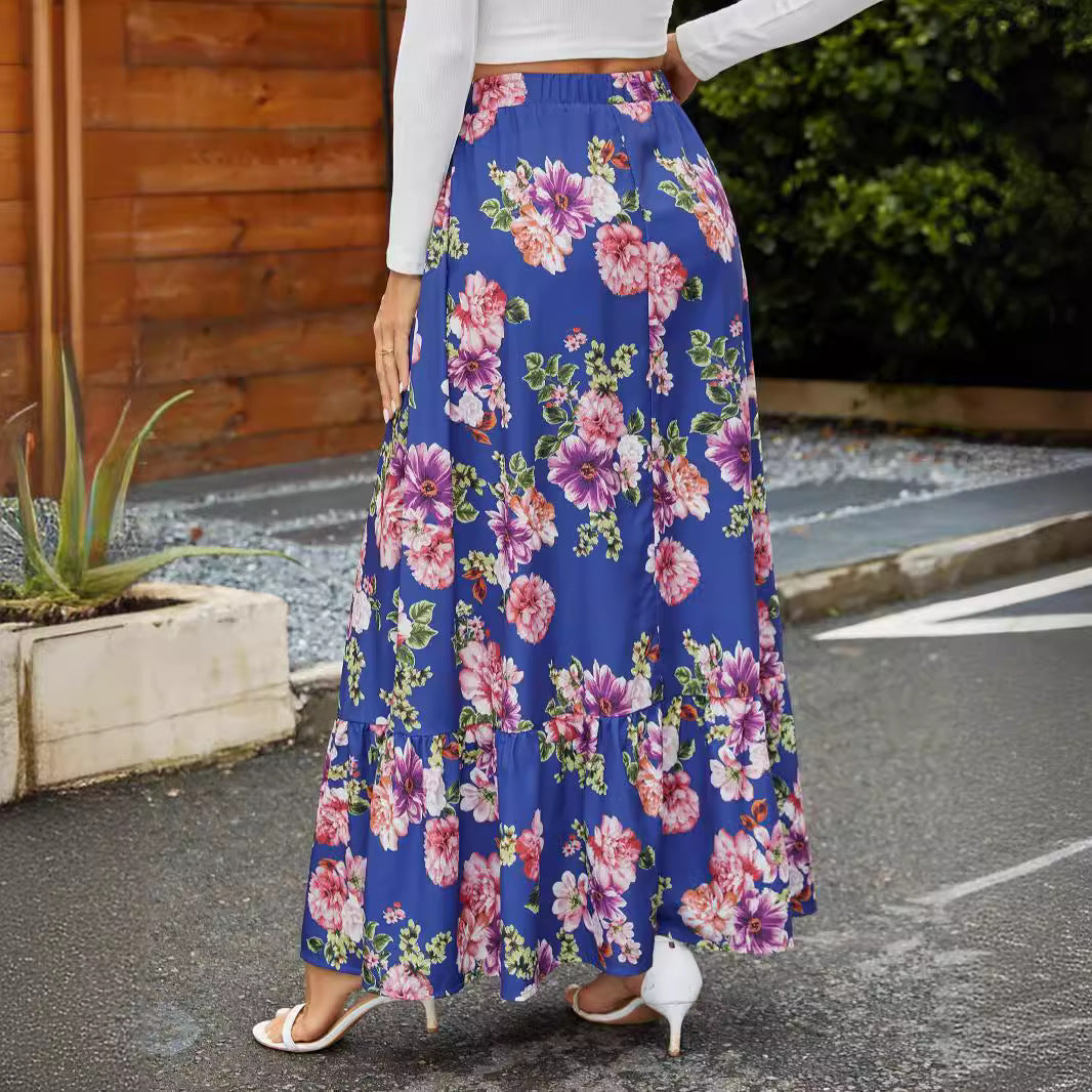 Damen Maxirock mit voluminösem Schnitt und floralen Applikationen Drune