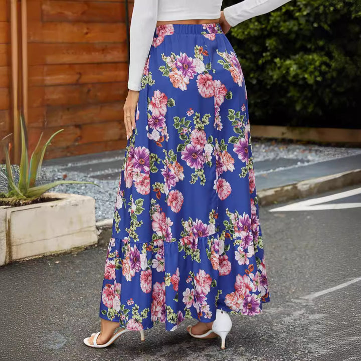 Damen Maxirock mit voluminösem Schnitt und floralen Applikationen Drune