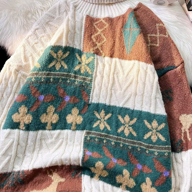 Damen Strickpullover mit modischem Zopfmuster und hohem Kragen Drune