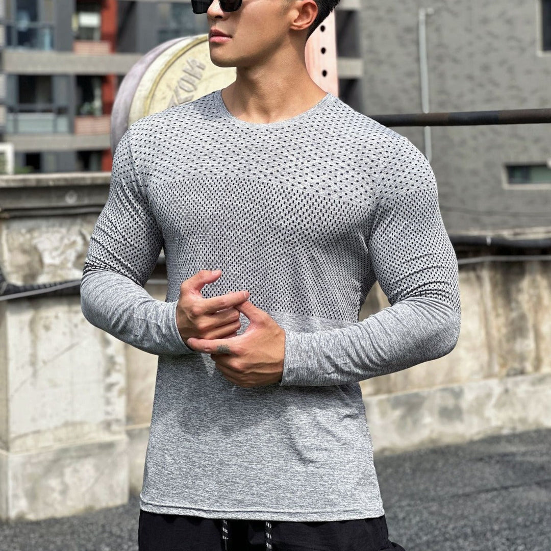 Drune | Trainingsshirt Slim Fit Atmungsaktives Mesh Langarm Sportlich Komfort