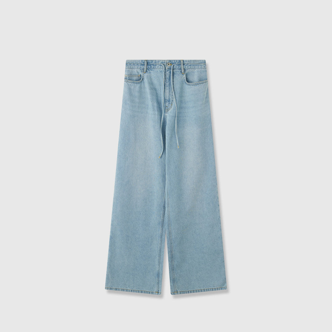 Damen Weit geschnittene Denim-Culotte mit hohem Bund und Gummizug Drune