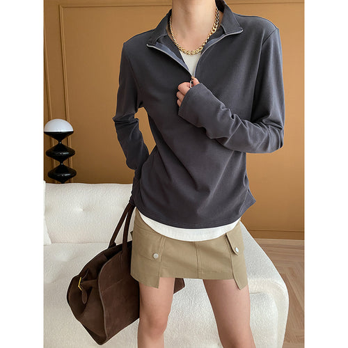 Damen Halblangarm Zip-Pullover mit innovativem Schnitt Drune
