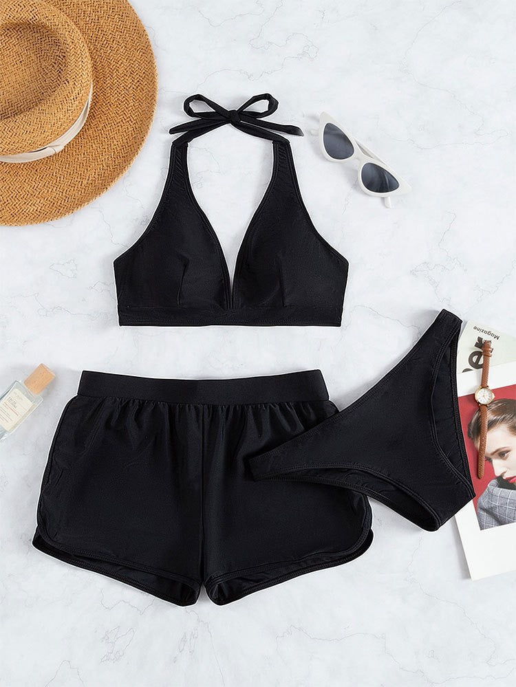 Damen Sport-Bikini-Set mit hoch geschnittenem Oberteil und komfortablen Shorts Drune