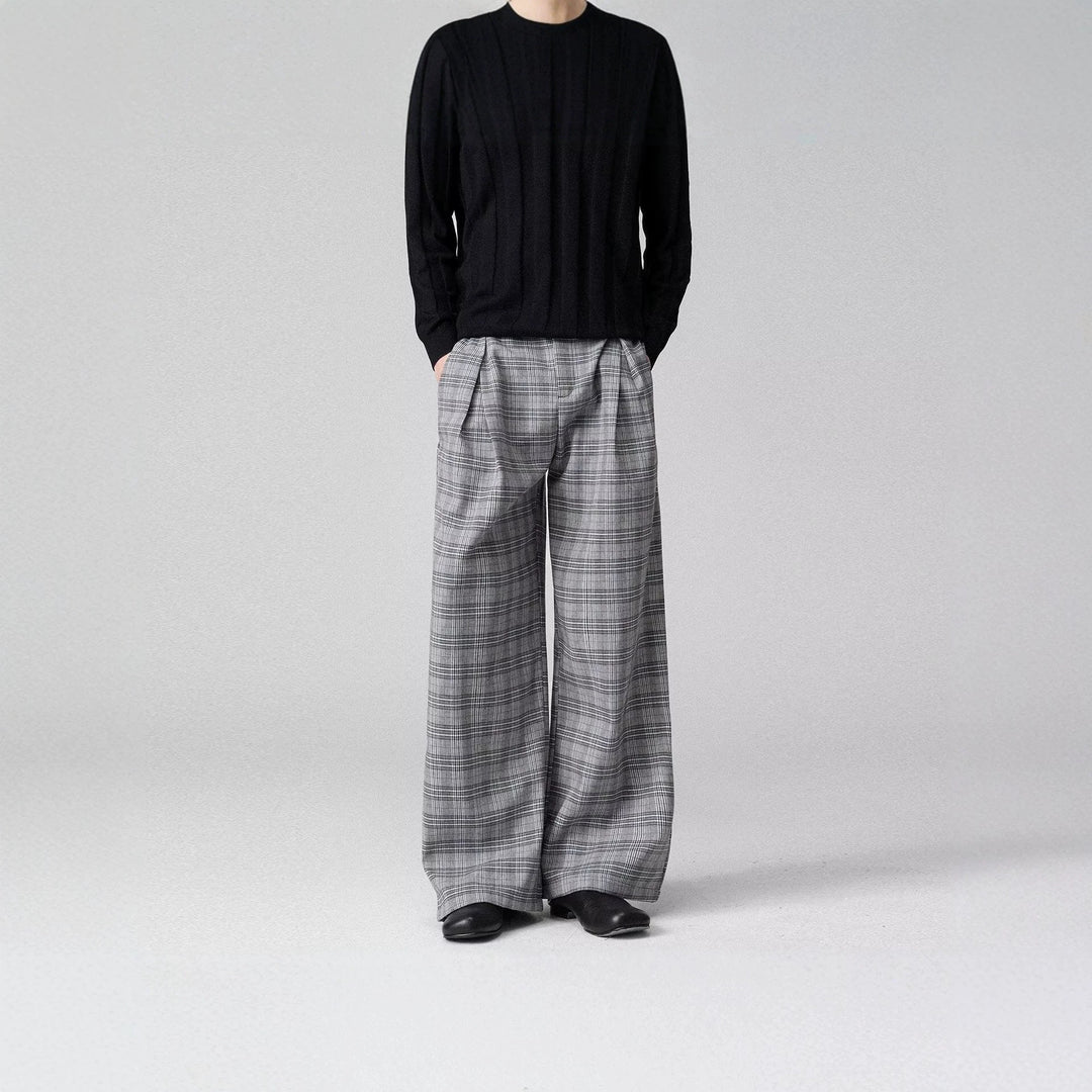 Herren Weitgeschnittene Karottenhose mit Karo-Muster Drune