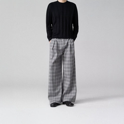 Herren Weitgeschnittene Karottenhose mit Karo-Muster Drune