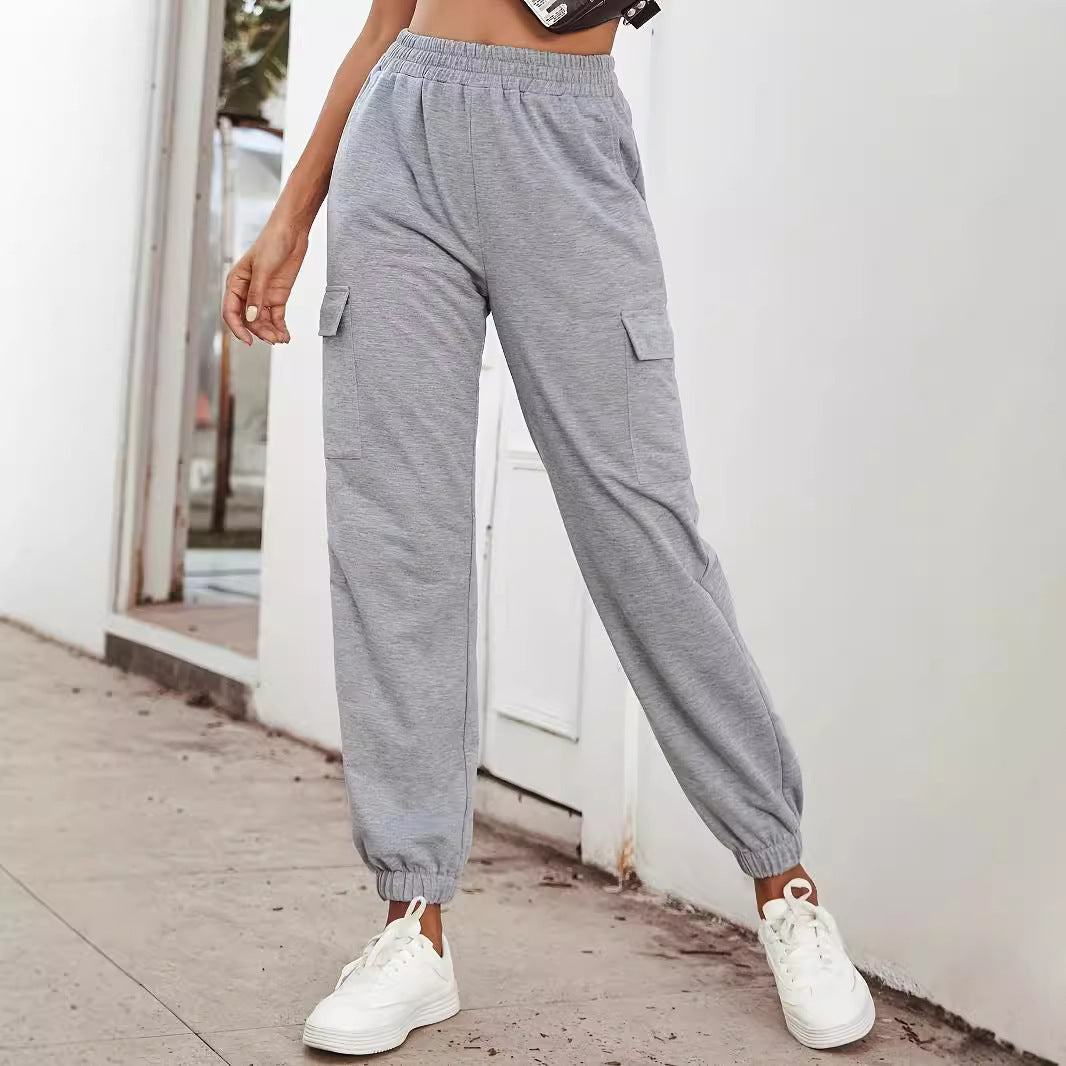 Damen Cargo-Jogginghose mit Gummibund, Seitentaschen und elastischen Bündchen Drune