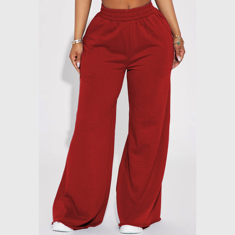 Damen nan weite High-Waist Loungehose mit elastischem Bund und praktischen Seitentaschen Drune