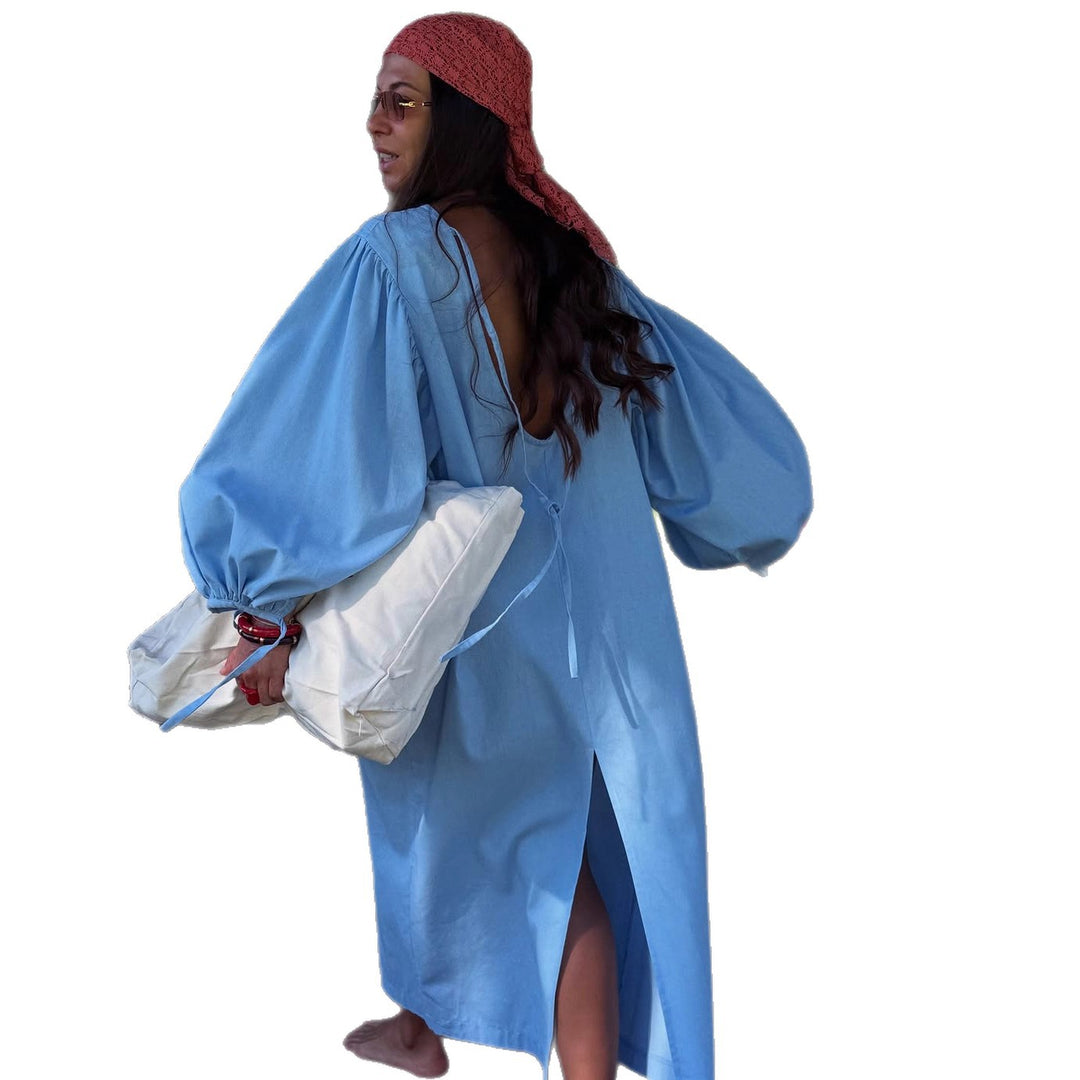 Damen Midikleid mit voluminösen Puffärmeln und elegantem Schnitt Drune