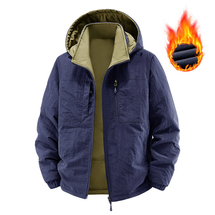 Herren Thermo-Fieldjacke mit Fleece-Innenfutter, Kapuze und Fronttaschen Drune