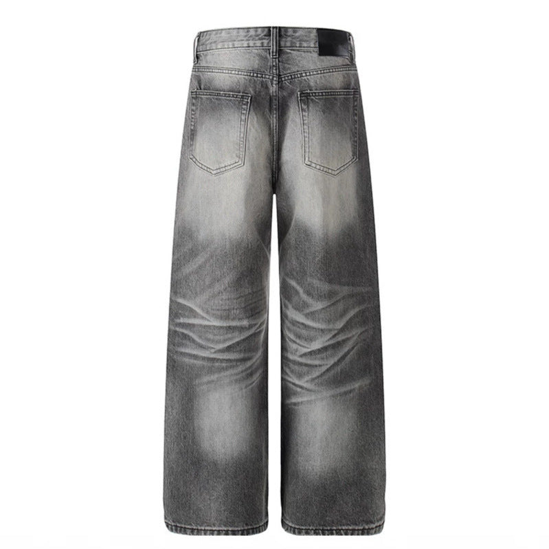 Damen Hochtaillierte Wide‑Leg Denimhose mit Used-Fade-Effekt Drune