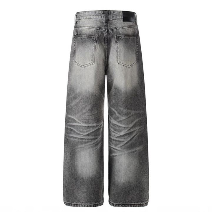 Damen Hochtaillierte Wide‑Leg Denimhose mit Used-Fade-Effekt Drune