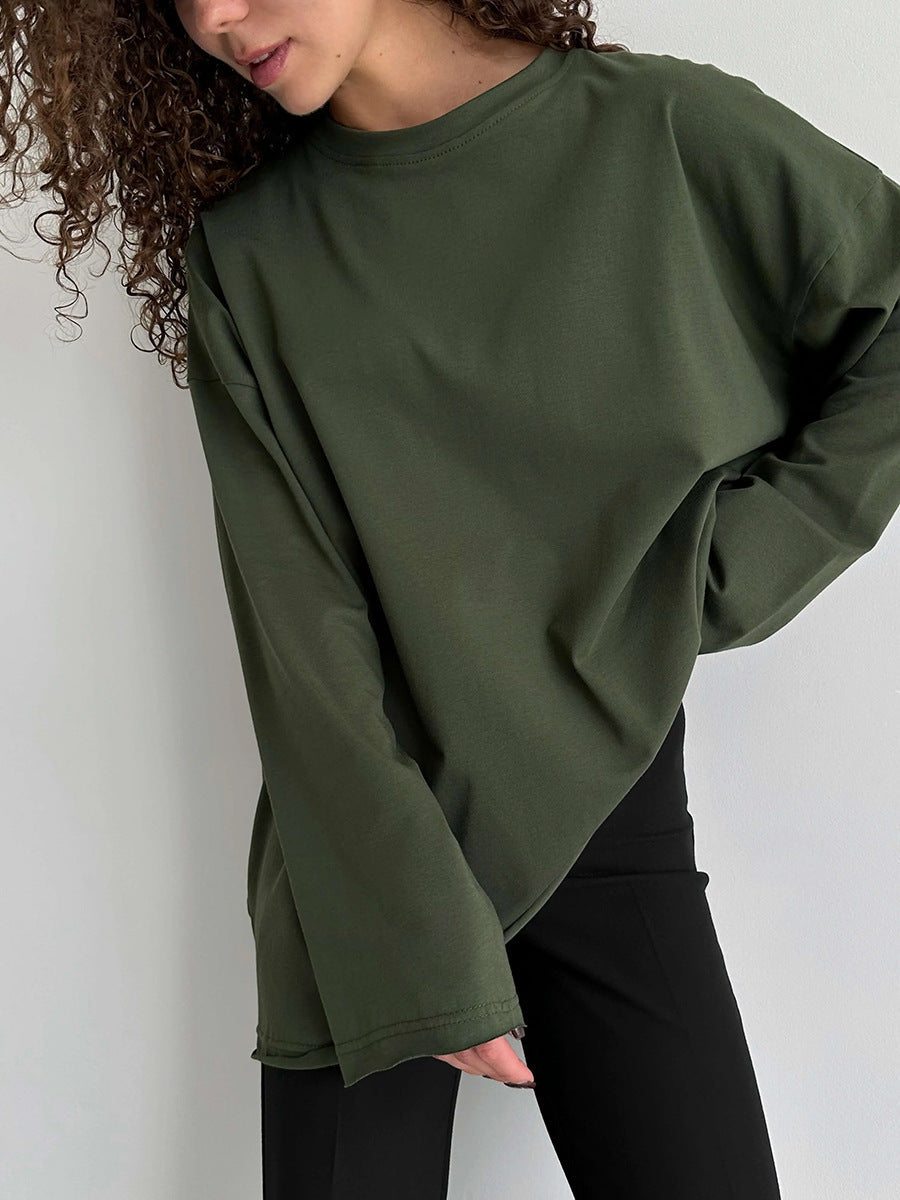 Damen Oversize Langarmshirt mit hohem Kragen Drune