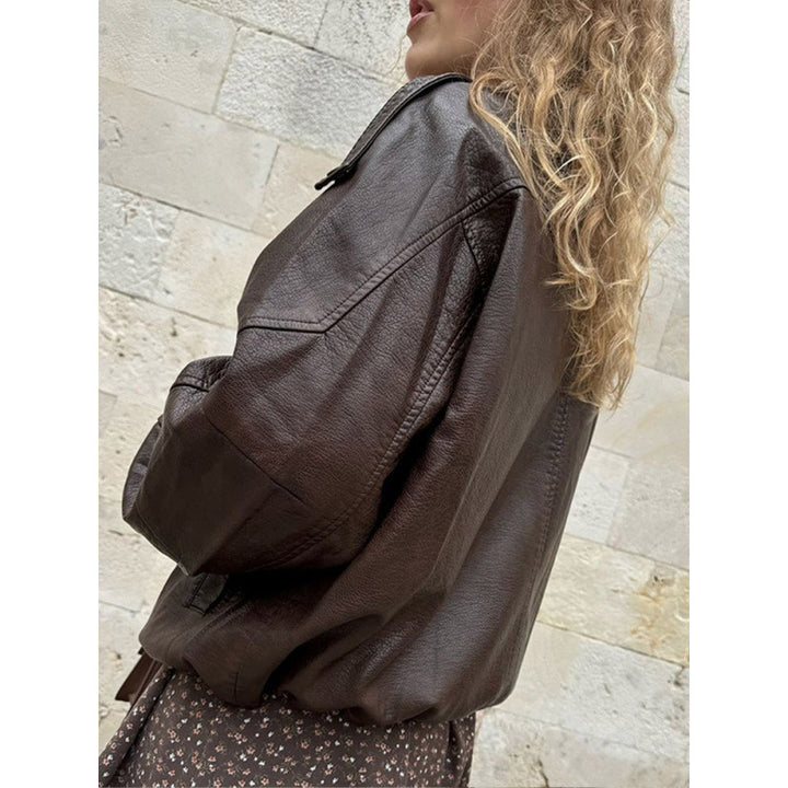 Damen Trendige Lederjacke im urbanen Stil Drune