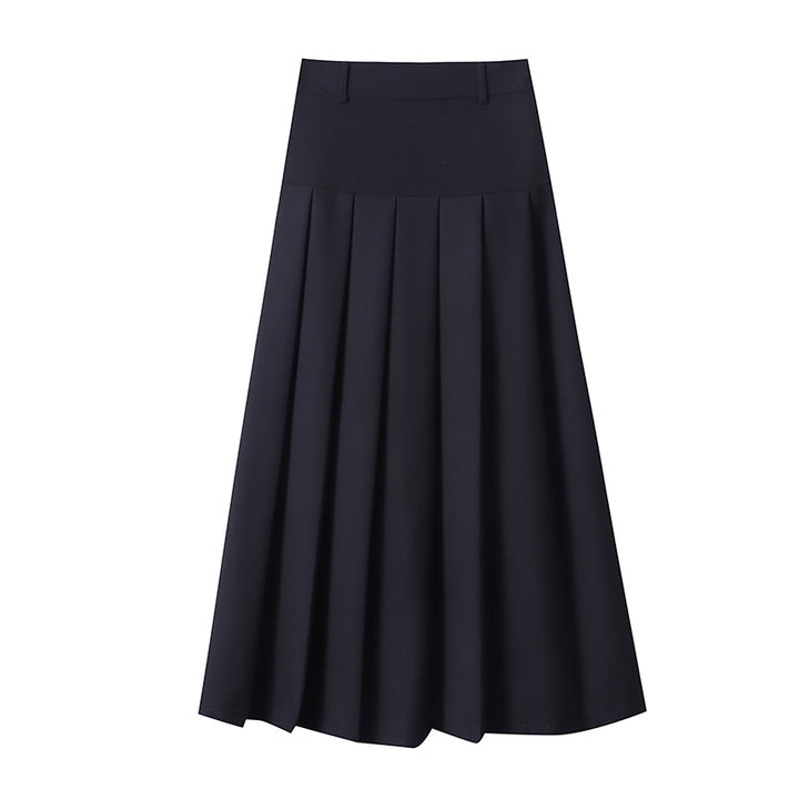 Damen eleganter Maxirock mit Faltenwurf und hohem Bund Drune