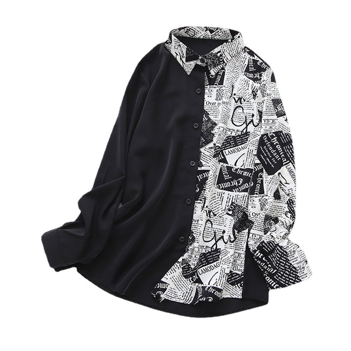 Damen Modische Bluse mit kreativem Druck Drune
