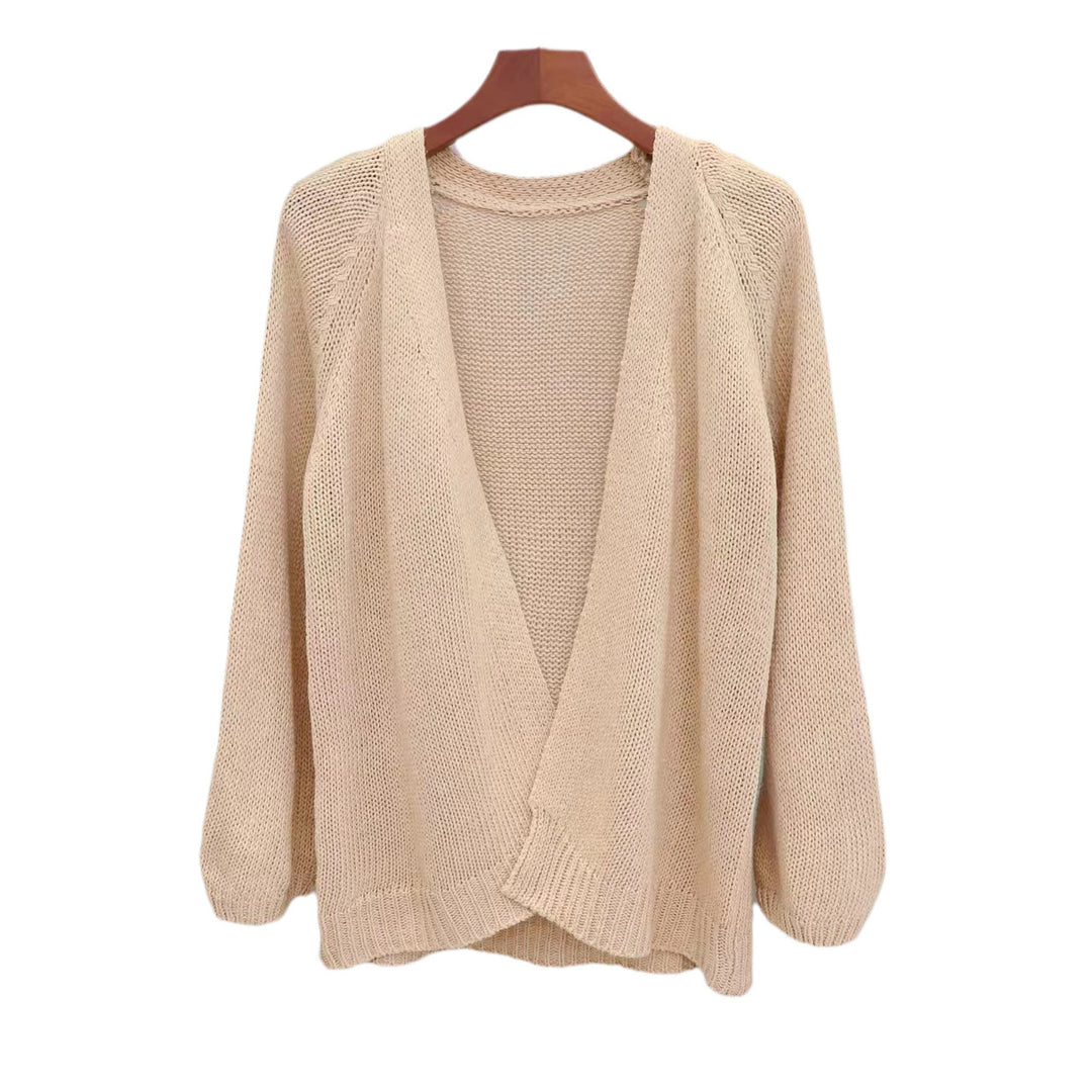 Damen lässige Strickjacke mit offenem Design und luftiger Maschenstruktur Drune