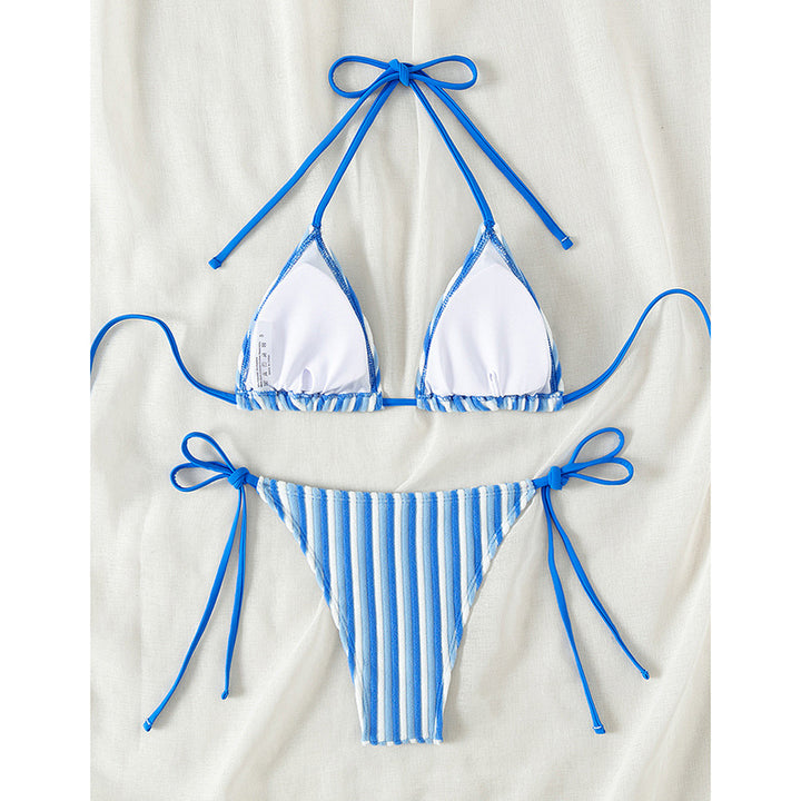 Damen Triangel-Bikini mit raffinierten Streifen und verspielten Schleifen Drune