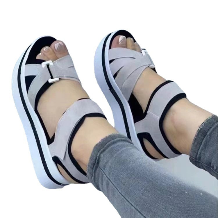 Damen  sportliche Keil-Sandalen mit verstellbaren Klettverschlüssen und gepolstertem Komfort-Fußbett Drune