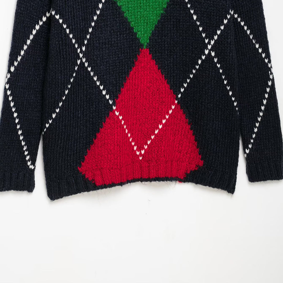 Damen Grobstrick-Pullover mit Argyle‑Muster und Oversize‑Schnitt Drune