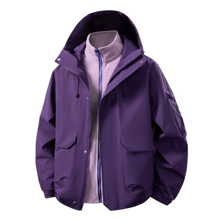 Unisex zweilagige Softshell-Parka mit herausnehmbarem Fleece-Innenlayer, Kapuze und Utility-Taschen Drune