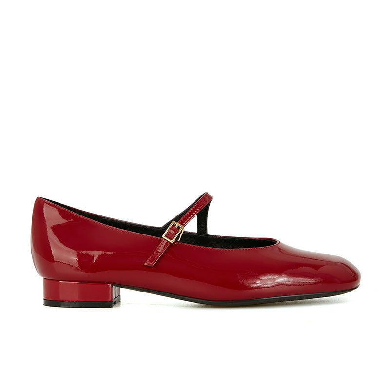 Damen Mary Jane Blockabsatz Ballerinas mit verstellbarem Riemen Drune