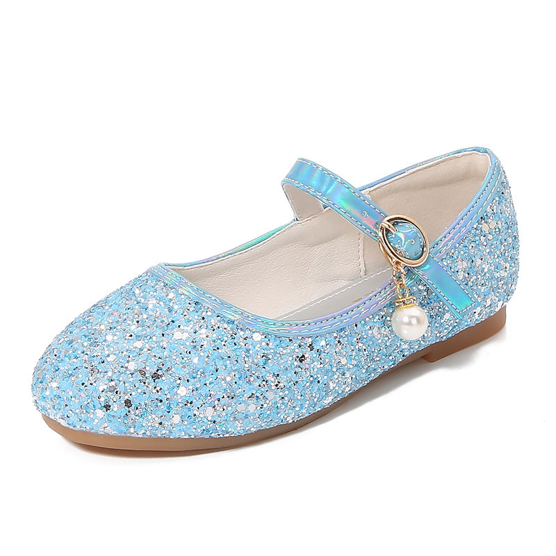 Mädchen Glitzernde Mary Jane Ballerinas mit Perlenapplikation Drune