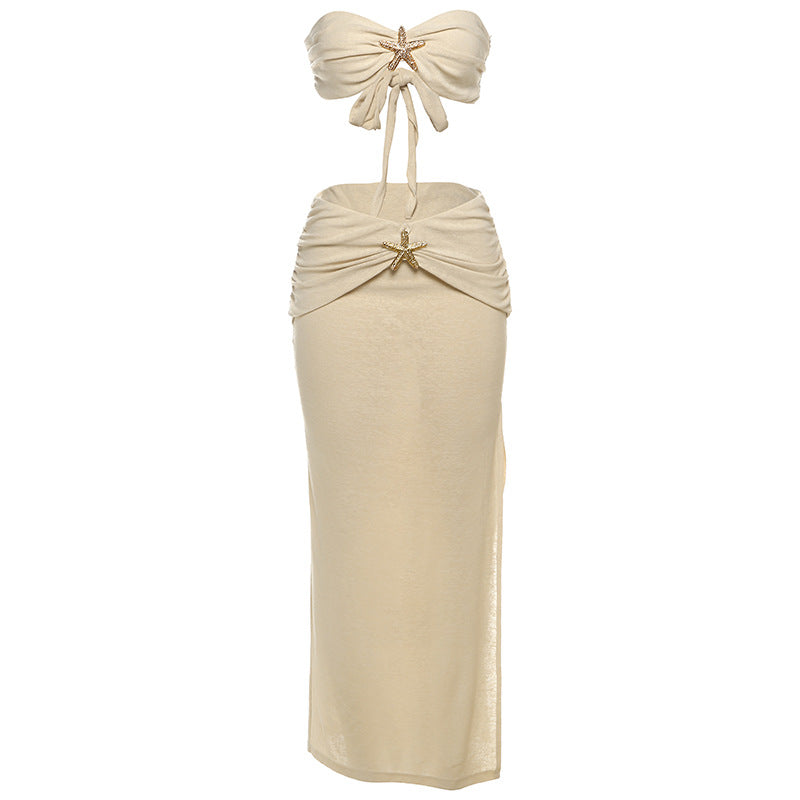 Damen Elegantes Bandeau-Kleid mit raffinierter Drapierung und glitzerndem Akzent Drune