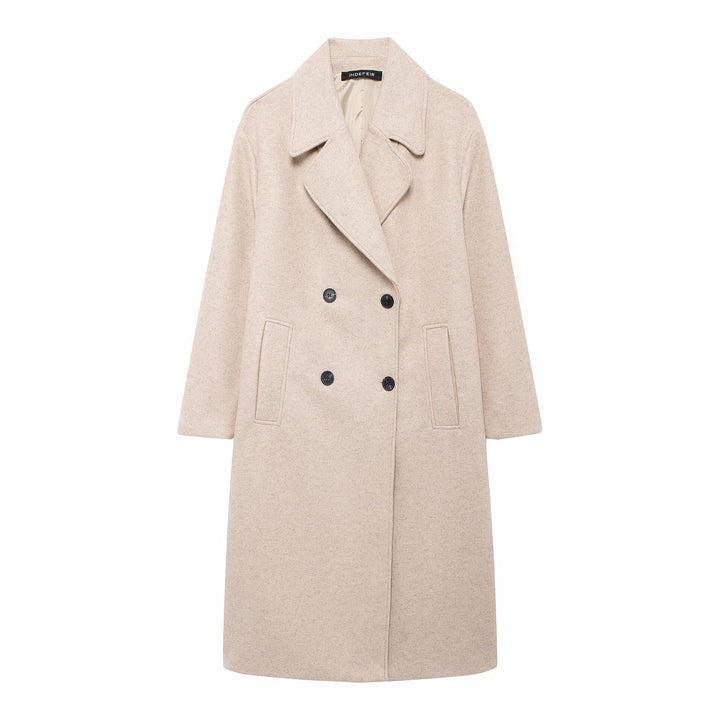 Damen Doppelreihiger Wollmix-Mantel mit Oversize-Schnitt und Reverskragen Drune