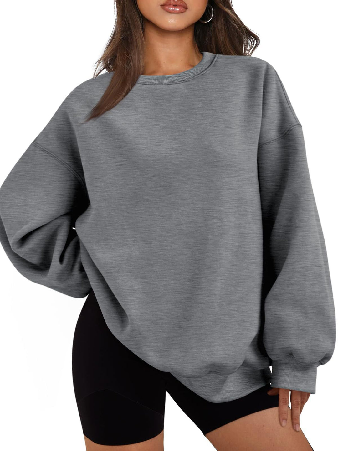 Damen nan Boxy-Crewneck-Sweat mit extraweiter Passform, Raglanärmeln und weichem Fleece-Innenfutter Drune